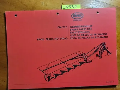 $20 • Buy Vicon Greenland CM217 Series 14060 Disc Mower Parts Manual 70.009.056/3