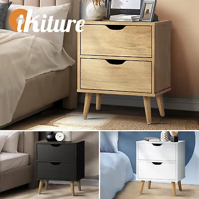 Oikiture Bedside Tables 2 Drawers Side Table Bedroom Furniture Storage Cabinet • $51.90