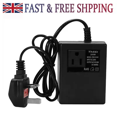 200W AC 220V 240V To 110V 120V Step Down Transformer Voltage Converter Adapter • £15.17