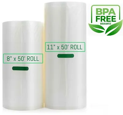 2 Rolls 8  X 50' 11  X 50' Vacuum Sealer Bags For Food Saver Seal Storage • $21.99