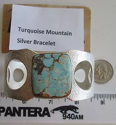 Native American Hand Crafted Silver & Turquoise Bracelet Signed By Artist • $450