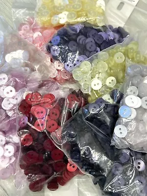 Colorful Polyester Buttons 19L (12mm) 2 Holes Mix & Match Colors Choice 150 Pcs. • $7.50