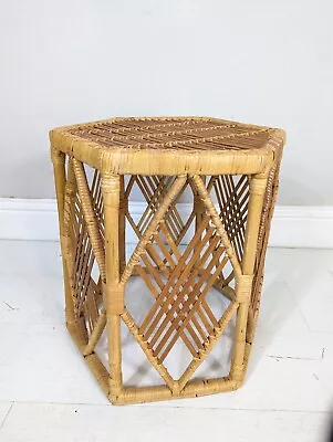 Vintage Retro Bamboo Cane Natural Hexagonal Side Occasional Table FREE POSTAGE  • £75