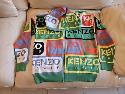$299 • Buy Kenzo Intarsia Logo Knitted Hoodie Jumper, Excellent Condition, Never Been Worn