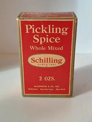Vintage Schilling Brand Whole Mixed Pickling Spice Box 1950s • $11