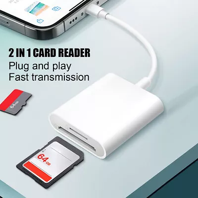 2 In 1 SD/TF Card Reader Adapter Camera Connection Kit For Apple IPad/iPhone UK • £5.59