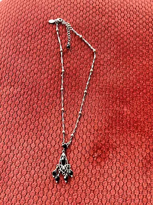 202S Vintage Necklace Amethyst On 2 String And Silver Small Balls Chain. • $20
