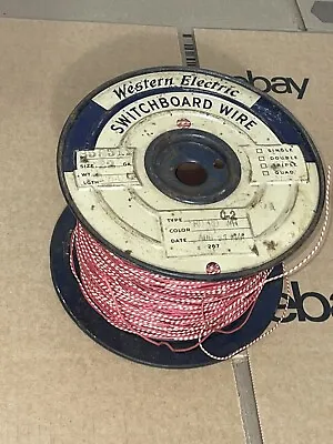 Spool Of Early 1946 Western Electric 22ga CLOTH 2-Wire / RED RED-WHITE For 555 • $750