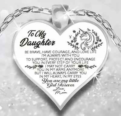 To My Daughter Love Mum Heart Necklace Unicorn  Pendant Free Gift Box 858 • £8.99