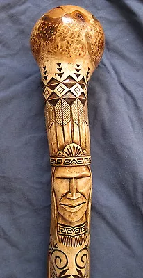 EXQUISITELY CARVED Ball Topped War Club Hugga Dana Penobscot - Chip Carver • $1444.64