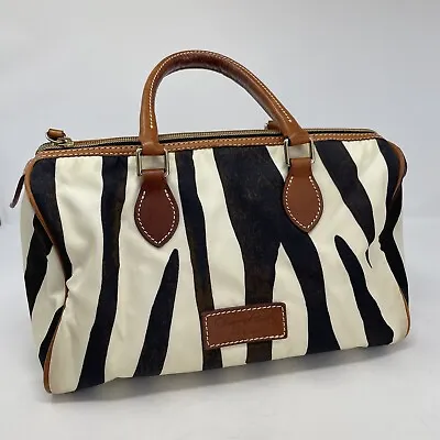 DOONEY & BOURKE Satchel Animal Print Leather Double Handle Barrel Handbag Zebra • $79.99