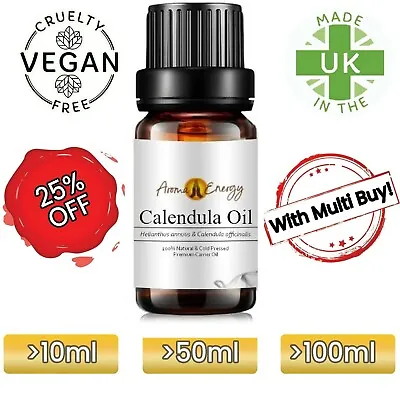Calendula Oil - Pure Natural Aromatherapy Carrier Base Oils Massage Vegan • £2.99