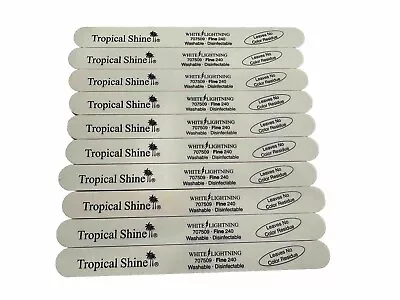 10 Tropical Shine White Lightning  Fine 240 Nail Files   Made In USA • $21