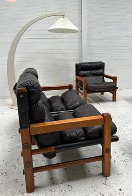 $850 • Buy Mid Century Modern Designer Leather Norman Archibald 2 Seater 