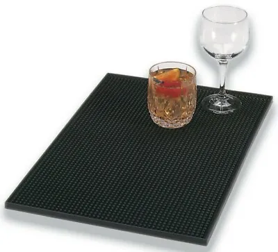 Rubber Bar Mat Black Service Mat Drip Mat Cocktail Mat Home Bar 12  X 18  • £10.95