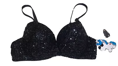 NWT IHeartRaves Black Sequin Beaded Rave Dance EDC Bra Size Medium • $20