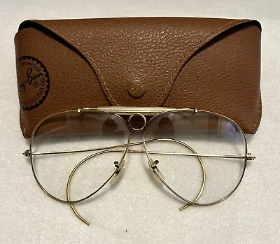 Vtg 70s Ray Ban Wire Shooter Glasses Clear B&L Lens 62mm Bullet Hole Aviator • $221.64