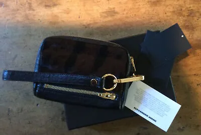 $159 • Buy Alexander Wang Leather  And Calf Skin Wristlet Bag With Box And Tags
