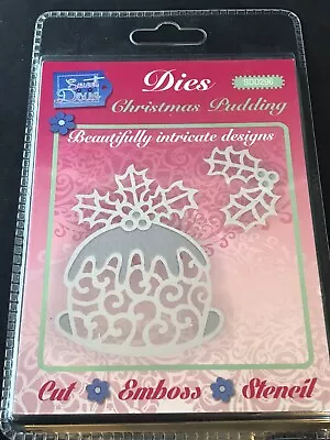 £3.99 • Buy Sweet Dixie Metal Die Set Cut Emboss Stencil - Christmas Pudding Holly