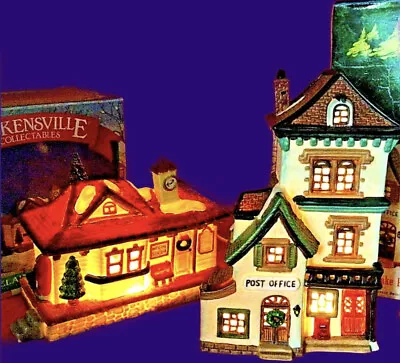 Christmas Villages Train Station Post Office Vintage 1990s Lot Of 2 • $39.50