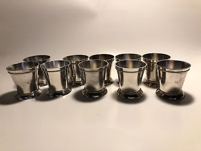 Mini Mint Julep Silver Cups Beaded 10 Shot-sized Cups Mint Julep Cups • $125