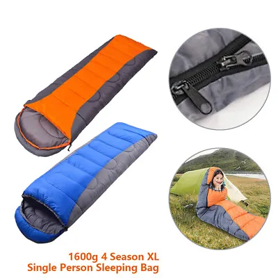 Foldable Single Person Envelope Zipper Sleeping Bag Outdoor Camping Hiking Blue • £22.56