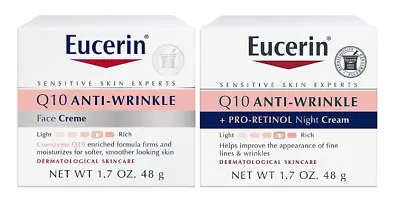 Eucerin Q10 Anti Wrinkle Day And Night Cream Bundle 1.7 Oz Jars - 2PKS • $39.99