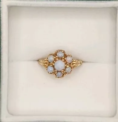 Vintage 10k Yellow Gold Opal Cluster Ring Size 6 Wt. 3.61g • $135