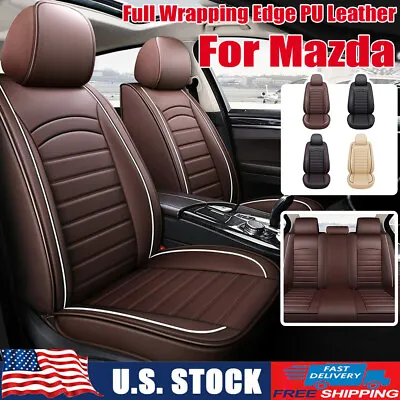 For Mazda Premium PU Leather Full Set/2 Front Car Seat Covers Cushions Protector • $90.19