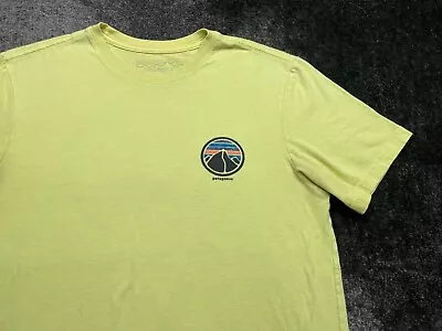 Men Patagonia Short Sleeve Crew Neck T Shirt Size Small Slim Fit Yellow • $0.99