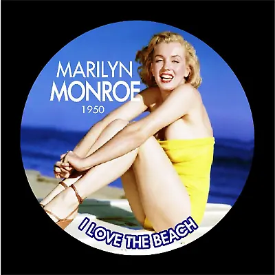 MARILYN MONROE 1950 Atlantic City NJ I LOVE THE BEACH  3  Pin Back Button • $10.75