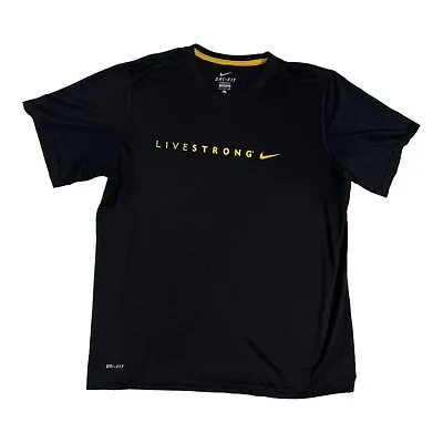 Nike Fit Dry Size XL Black Yellow LIVESTRONG Mens Active Short Sleeve Shirt Y2K • $18