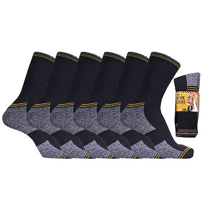 Mens Work Socks Workwear Reinforced Cushion Sole Boot Socks 6 Or 12 Pairs 6-11 • £7.99