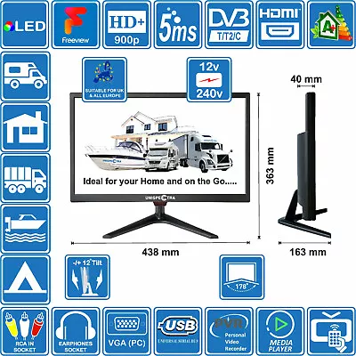 £122.81 • Buy  MOTORHOME CARAVAN BOAT 19  Inch 12V / 240V HD+ LED Digital Freeview TV USB PVR