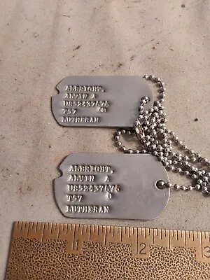 1950s US Army Dog Tags Alvin A Albright • $25