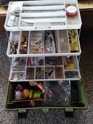 Large Vintage Fishing Tackle Box Full Of Fishing Gear • $125