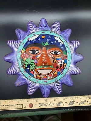 Mexico Talavera Ceramic Sun Face Garden Wall Decor Hanging Pottery Folk Art 12” • $24.95