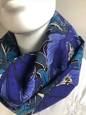 Snood Cowl Loop Circle Scarf Liberty Varuna Wool Handmade Blue Mix • £18.99