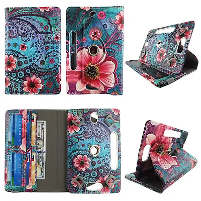  Case For 7 Inch Tablet Universal Folio Leather Rotating Cover Card Cash Slots • $11