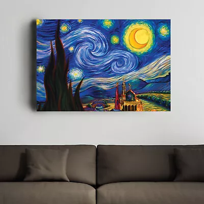 Van Gogh- Starry Night Art Print Reproduction Canvas Wall Art Canvas Painting • $79