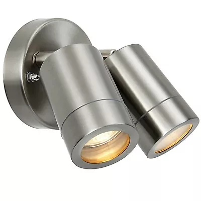 £52.59 • Buy ATLANTIS Outdoor Twin Wall Light Marine Grade Steel 2LT Garden GU10 IP44 