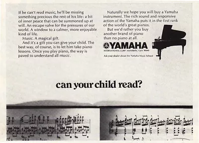 1969 Yamaha Piano: Can Your Child Read Vintage Print Ad • $6.75