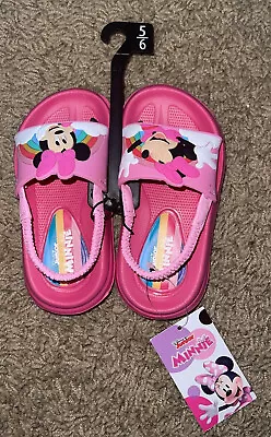 NEW Disney Minnie Mouse Pink Sling-Back Strap Slide Sandals Size 5/6 • $14.99