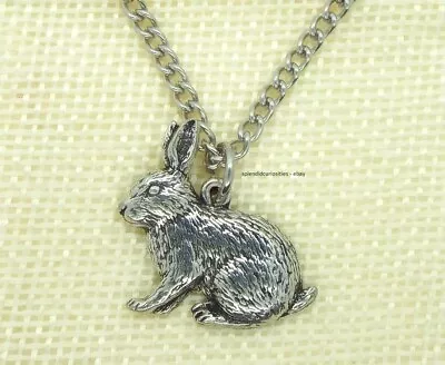 £7.45 • Buy Rabbit Pendant With Chain Necklace In Gift Pouch (Silver Pewter, Made In UK)