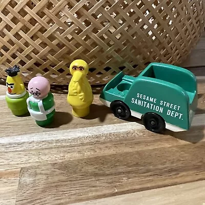 Vintage Little People Sesame Street Sanitation Garbage Truck Bert Big Bird Roper • $17