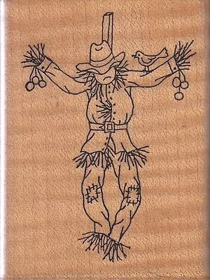 Scarecrow Angel's Attic Wood Mounted Rubber Stamp 2 3/4 X 2   Free Shipping • $5.99