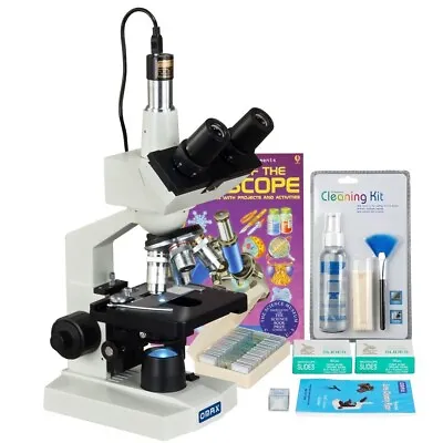 OMAX 40X-2000X Digital Lab LED Microscope+1.3MP Camera+Slides+Book+Cleaning Kit • $382.99