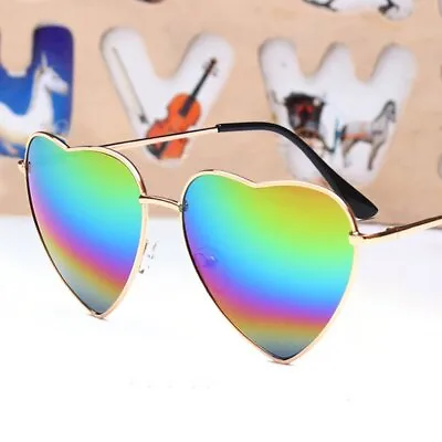 Oversized Candy Color Heart Shaped Sunglasses Women Clear Lens Frameless Glasses • $9.75