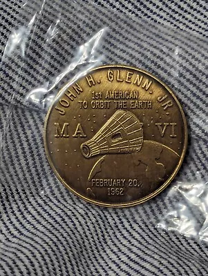 NASA  SPACE  COIN * MEDAL John Glenn First American To Orbit The Earth Mercury 7 • $6.25