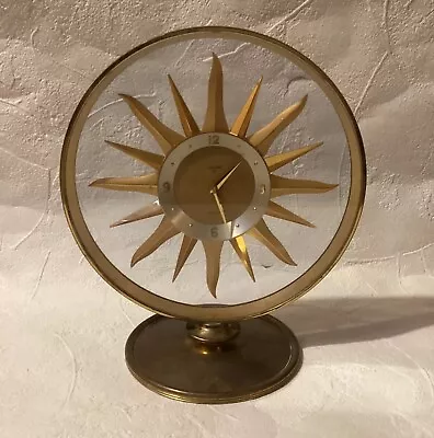 Mid Century Luxor Sun Mantle Clock Swiss Made 15 Jewels - 9”h X 8”w - For Restor • $69.95